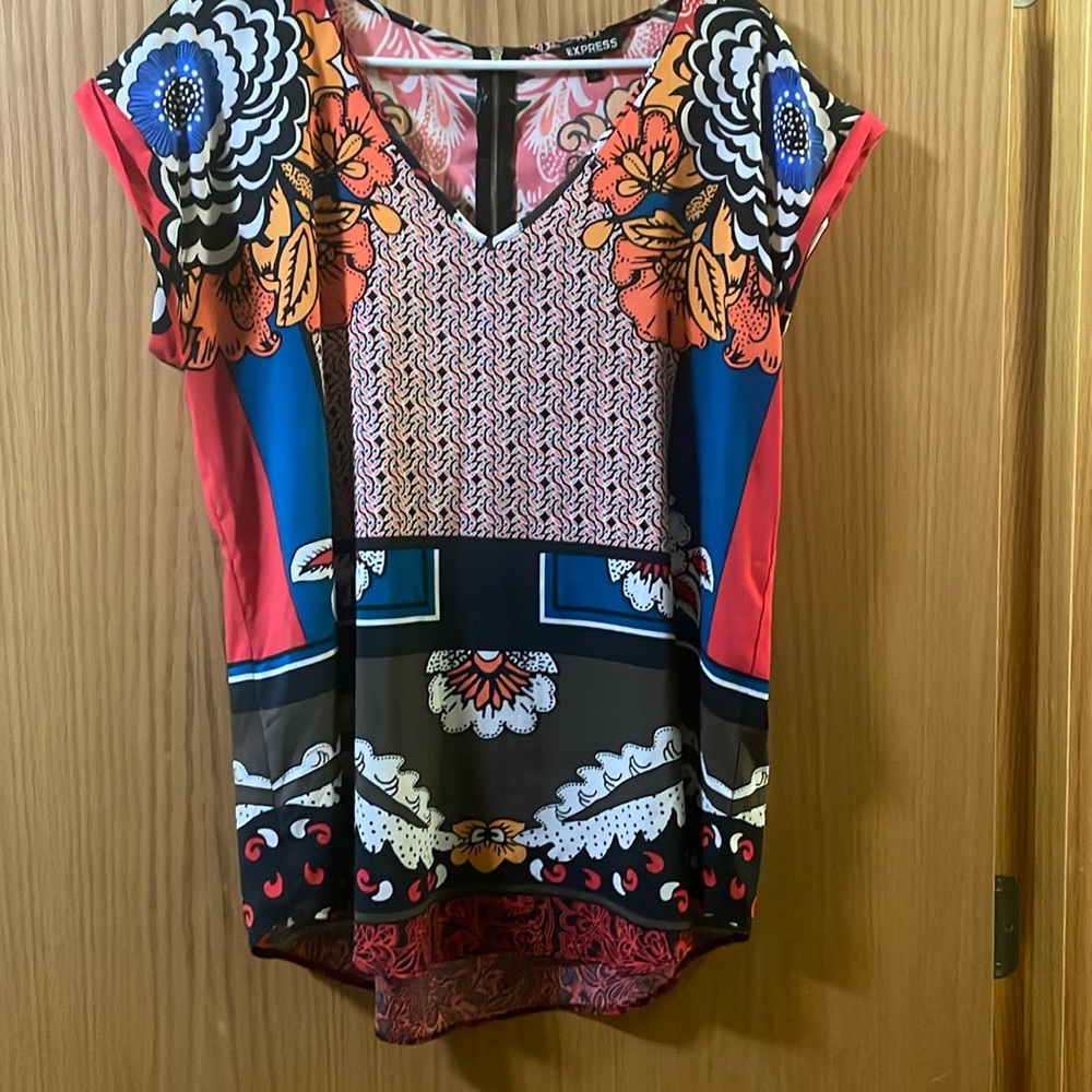 Express Short Sleeve V Neck Blouse